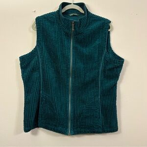 Woolrich Womens Green Wide Wale Corduroy Full Zip Vest XL